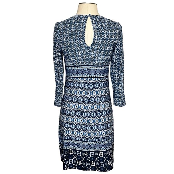 Vince Camuto blue patterned jersey sheath dress with balloon sleeve 2 NWT - Picture 3 of 13